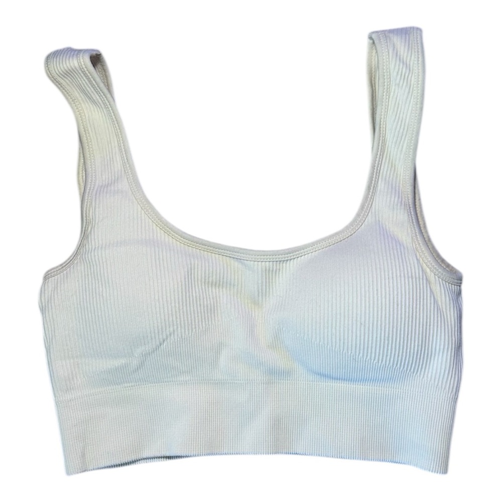 Cream Ribbed Women’s Workout Set - Picture 2 of 3